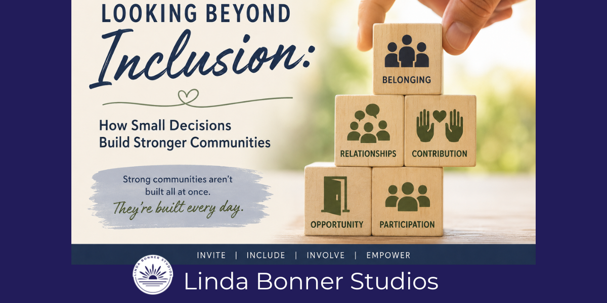 Building Stronger Communities Illustration showing how opportunity, participation, belonging, and contribution build stronger communities through small everyday decisions.