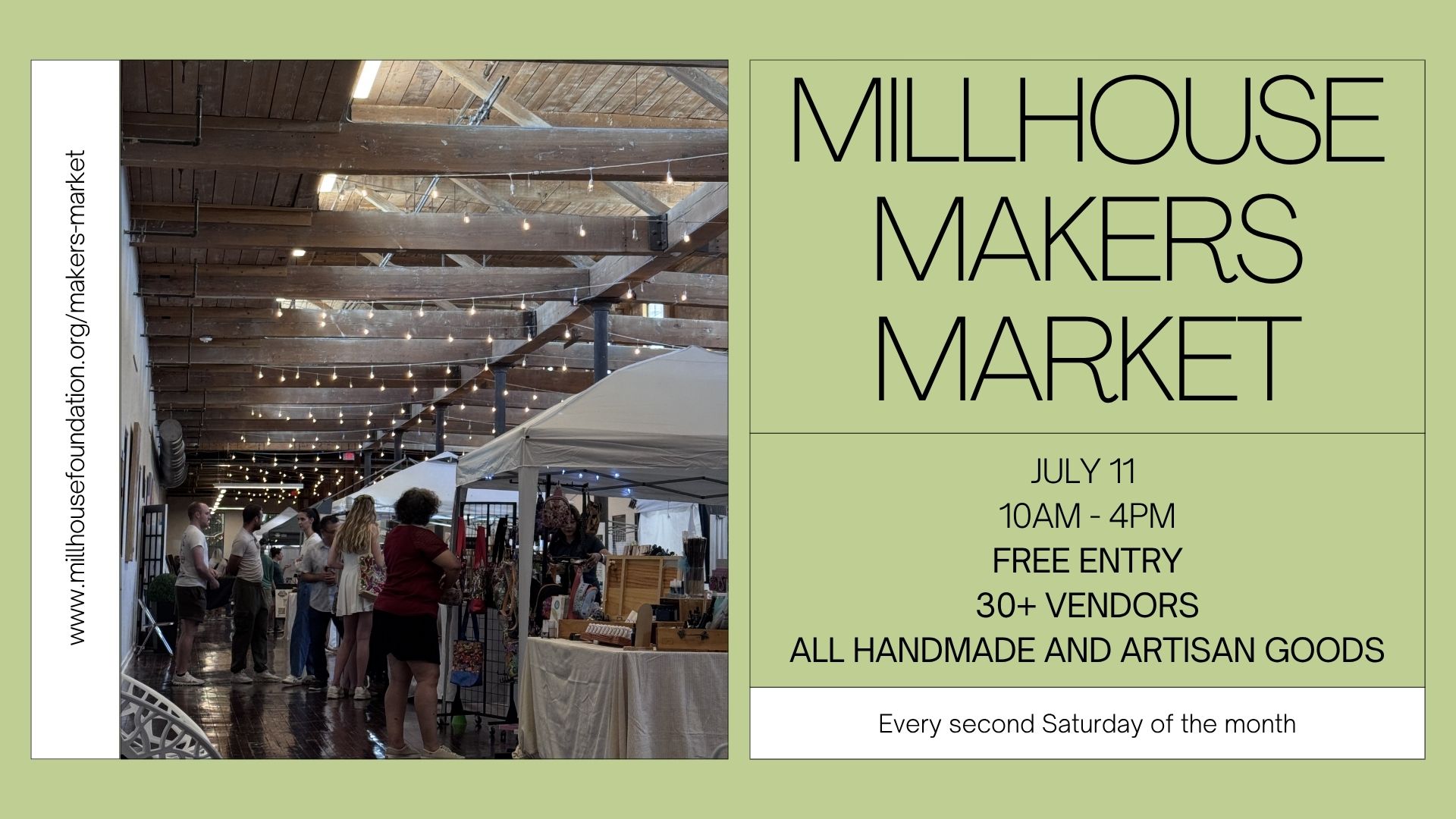 Flyer for Millhouse Makers Market on July 11