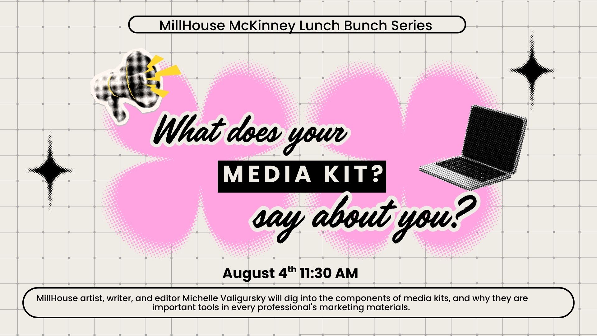 Flyer for What does your media kit say about you? Lunch Bunch